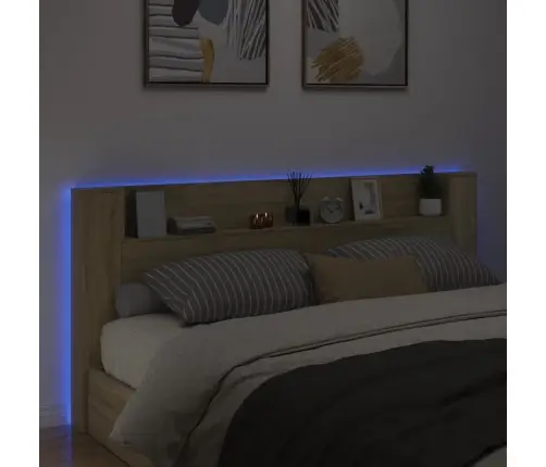 Galvgaļa Skapis Ar Led, Ozolkoka Krāsa, 220X16,5X103,5 Cm Vidaxl