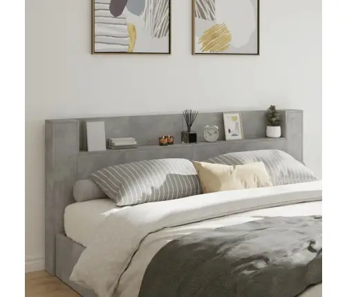 Galvgaļa Skapis Ar Led, Betona Pelēks, 220X16,5X103,5 Cm Vidaxl