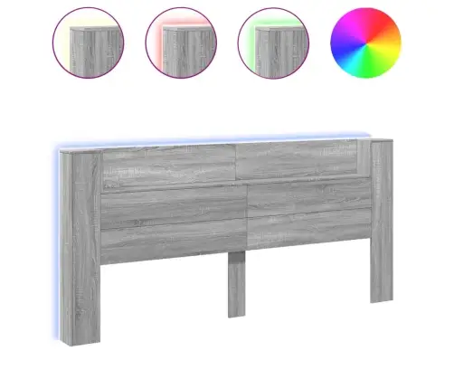 Galvgaļa Skapis Ar Led, Pelēka Ozola, 220X16,5X103,5 Cm Vidaxl