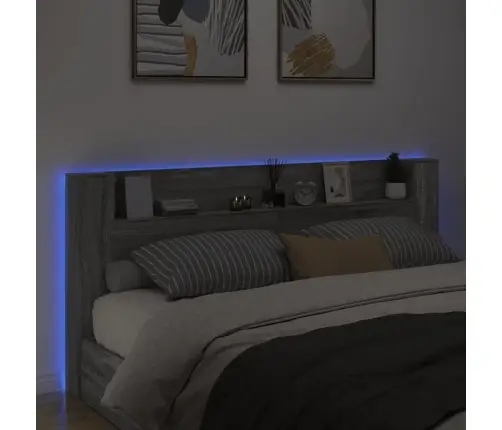 Galvgaļa Skapis Ar Led, Pelēka Ozola, 220X16,5X103,5 Cm Vidaxl