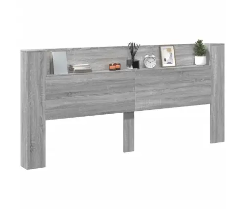 Galvgaļa Skapis Ar Led, Pelēka Ozola, 220X16,5X103,5 Cm Vidaxl
