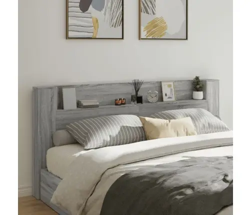 Galvgaļa Skapis Ar Led, Pelēka Ozola, 220X16,5X103,5 Cm Vidaxl