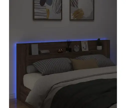 Galvgaļa Skapis Ar Led, Brūna Ozola, 220X16,5X103,5 Cm Vidaxl