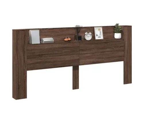 Galvgaļa Skapis Ar Led, Brūna Ozola, 220X16,5X103,5 Cm Vidaxl