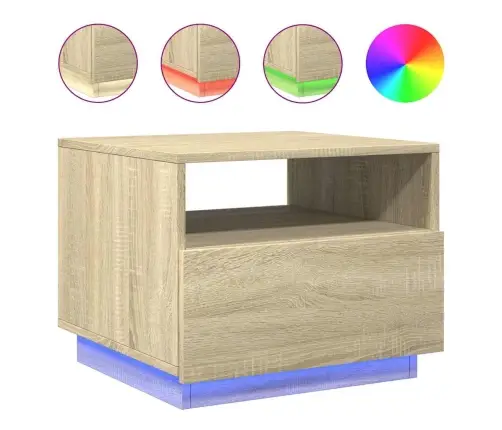 Kavos Staliukas Su Led Lemputėmis, Sonoma Ąžuolo, 50X49X40Cm Kavos Staliukas Su Led Lemputėmis, Sonoma Ąžuolo, 50X49X40Cm