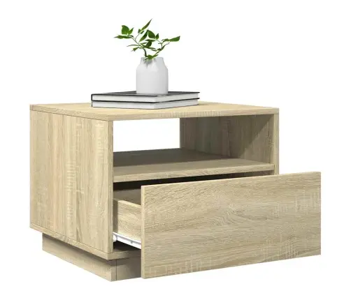 Kavos Staliukas Su Led Lemputėmis, Sonoma Ąžuolo, 50X49X40Cm Kavos Staliukas Su Led Lemputėmis, Sonoma Ąžuolo, 50X49X40Cm