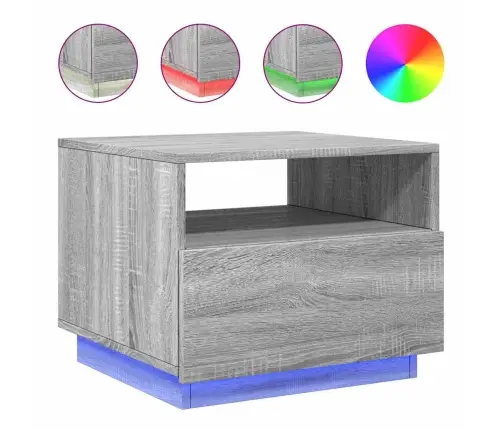 Kafijas Galdiņš Ar Led, Pelēka Ozolkoka Krāsa, 50X49X40 Cm Vidaxl