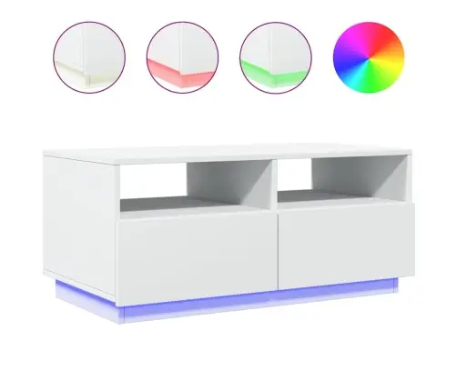 Kavos Staliukas Su Led Lemputėmis, Baltos Spalvos, 90X49X40Cm