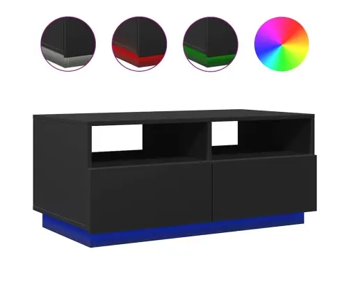 Kafijas Galdiņš Ar Led, Melns, 90X49X40 Cm Vidaxl