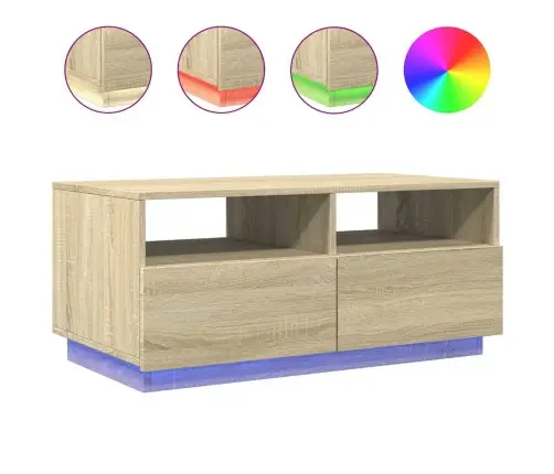 Kafijas Galdiņš Ar Led, Ozolkoka Krāsa, 90X49X40 Cm Vidaxl