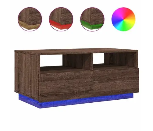 Kafijas Galdiņš Ar Led, Brūna Ozolkoka, 90X49X40 Cm Vidaxl