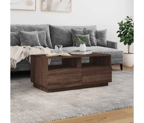 Kafijas Galdiņš Ar Led, Brūna Ozolkoka, 90X49X40 Cm Vidaxl