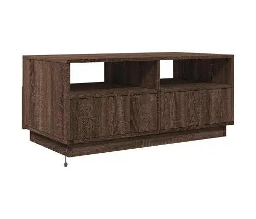 Kafijas Galdiņš Ar Led, Brūna Ozolkoka, 90X49X40 Cm Vidaxl