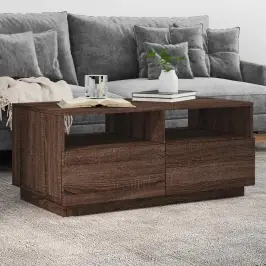 Kafijas Galdiņš Ar Led, Brūna Ozolkoka, 90X49X40 Cm Vidaxl