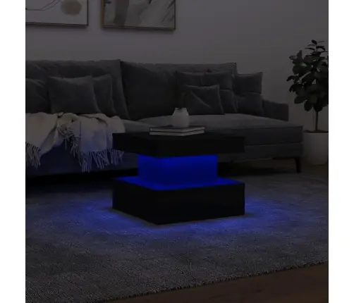 Kavos Staliukas Su Led Lemputėmis, Juodos Spalvos, 50X50X40Cm Kavos Staliukas Su Led Lemputėmis, Juodos Spalvos, 50X50X40Cm