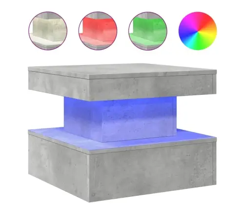 Kafijas Galdiņš Ar Led, Betona Pelēks, 50X50X40 Cm Vidaxl