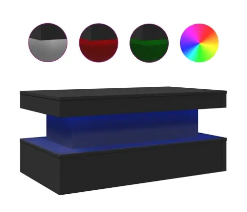 Kafijas Galdiņš Ar Led, Melns, 90X50X40 Cm Vidaxl