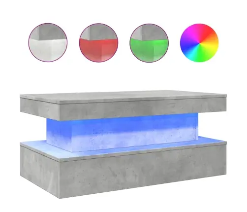 Led-Tuledega Kohvilaud, Betoonhall, 90X50X40 Cm