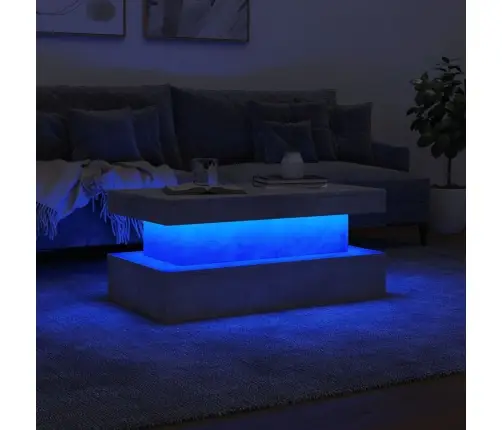 Led-Tuledega Kohvilaud, Betoonhall, 90X50X40 Cm