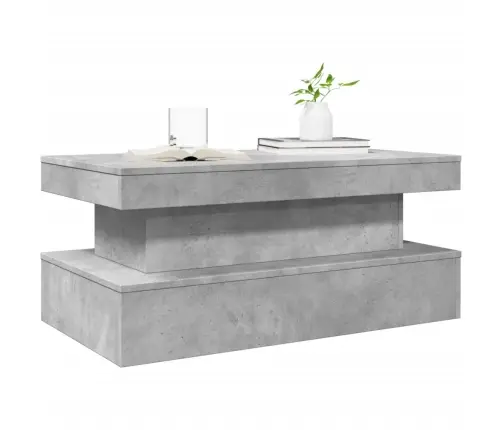 Led-Tuledega Kohvilaud, Betoonhall, 90X50X40 Cm