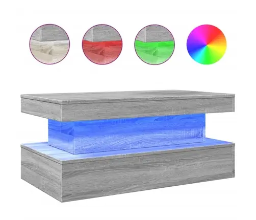 Kafijas Galdiņš Ar Led, Pelēka Koka, 90X50X40 Cm Vidaxl