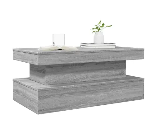 Kafijas Galdiņš Ar Led, Pelēka Koka, 90X50X40 Cm Vidaxl