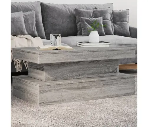 Kafijas Galdiņš Ar Led, Pelēka Koka, 90X50X40 Cm Vidaxl