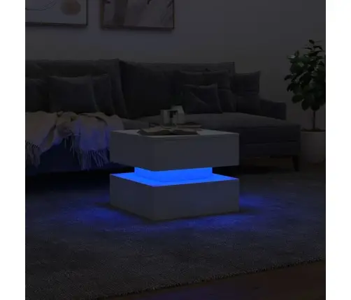 Kafijas Galdiņš Ar Led, Balts, 50X50X40 Cm Vidaxl