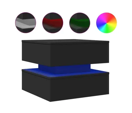 Kavos Staliukas Su Led Lemputėmis, Juodos Spalvos, 50X50X40Cm Kavos Staliukas Su Led Lemputėmis, Juodos Spalvos, 50X50X40Cm