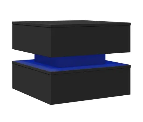Kavos Staliukas Su Led Lemputėmis, Juodos Spalvos, 50X50X40Cm Kavos Staliukas Su Led Lemputėmis, Juodos Spalvos, 50X50X40Cm