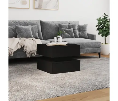 Kavos Staliukas Su Led Lemputėmis, Juodos Spalvos, 50X50X40Cm Kavos Staliukas Su Led Lemputėmis, Juodos Spalvos, 50X50X40Cm