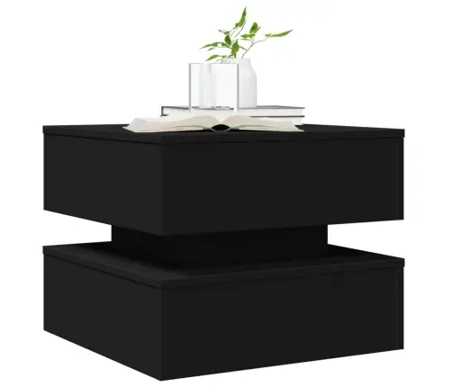 Kavos Staliukas Su Led Lemputėmis, Juodos Spalvos, 50X50X40Cm Kavos Staliukas Su Led Lemputėmis, Juodos Spalvos, 50X50X40Cm