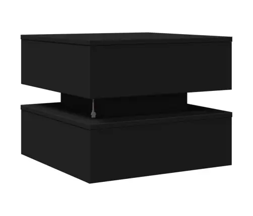 Kavos Staliukas Su Led Lemputėmis, Juodos Spalvos, 50X50X40Cm Kavos Staliukas Su Led Lemputėmis, Juodos Spalvos, 50X50X40Cm