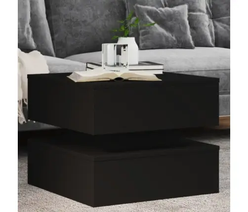 Kavos Staliukas Su Led Lemputėmis, Juodos Spalvos, 50X50X40Cm Kavos Staliukas Su Led Lemputėmis, Juodos Spalvos, 50X50X40Cm