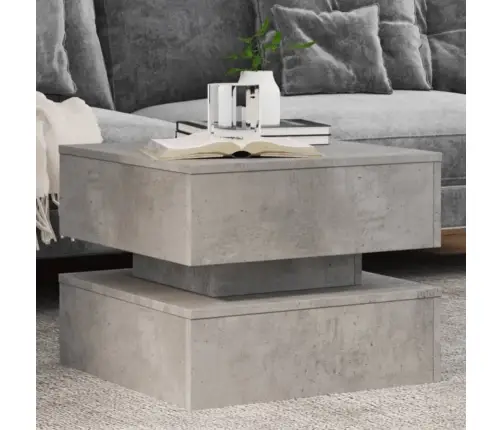 Kafijas Galdiņš Ar Led, Betona Pelēks, 50X50X40 Cm Vidaxl