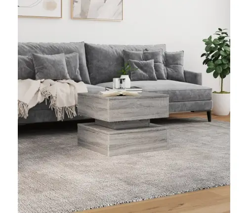 Kafijas Galdiņš Ar Led, Pelēka Ozola, 50X50X40 Cm Vidaxl Kafijas Galdiņš Ar Led, Pelēka Ozola, 50X50X40 Cm Vidaxl