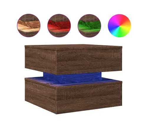 Kohvilaud Led-Tuledega, Pruun Tamm, 50 X 50 X 40 Cm