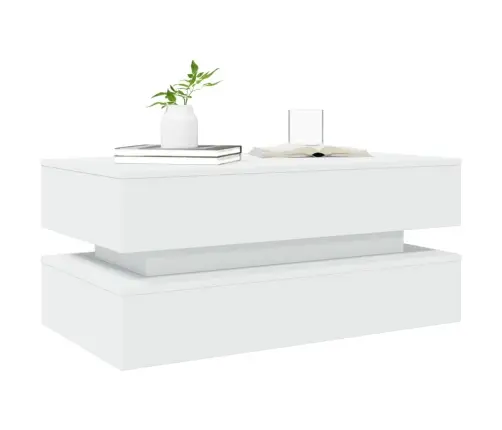 Kafijas Galdiņš Ar Led, Balts, 90X50X40 Cm Vidaxl