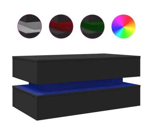 Led-Tuledega Kohvilaud, Must, 90X50X40 Cm
