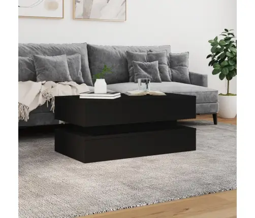 Led-Tuledega Kohvilaud, Must, 90X50X40 Cm