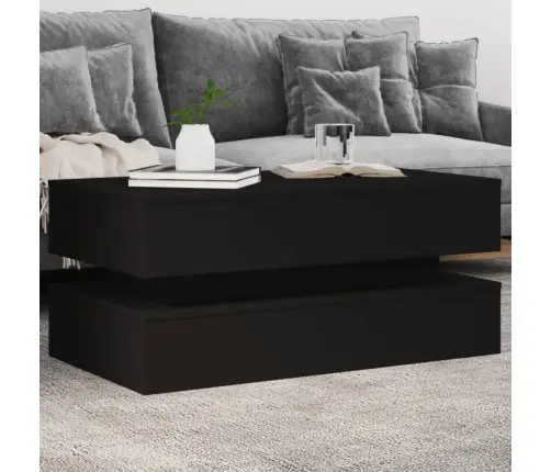 Led-Tuledega Kohvilaud, Must, 90X50X40 Cm