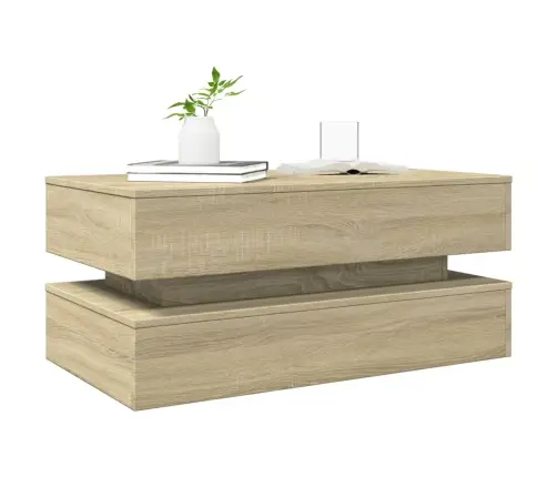 Led-Tuledega Kohvilaud, Sonoma Tamm, 90X50X40 Cm