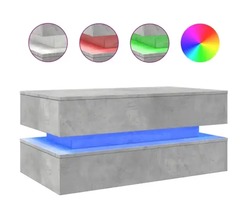 Kavos Staliukas Su Led Lemputėmis, Betono Pilkas, 90X50X40Cm Kavos Staliukas Su Led Lemputėmis, Betono Pilkas, 90X50X40Cm