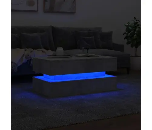 Kavos Staliukas Su Led Lemputėmis, Betono Pilkas, 90X50X40Cm Kavos Staliukas Su Led Lemputėmis, Betono Pilkas, 90X50X40Cm
