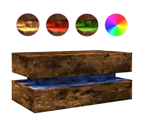 Kafijas Galdiņš Ar Led, Ozolkoka, 90X50X40 Cm Vidaxl