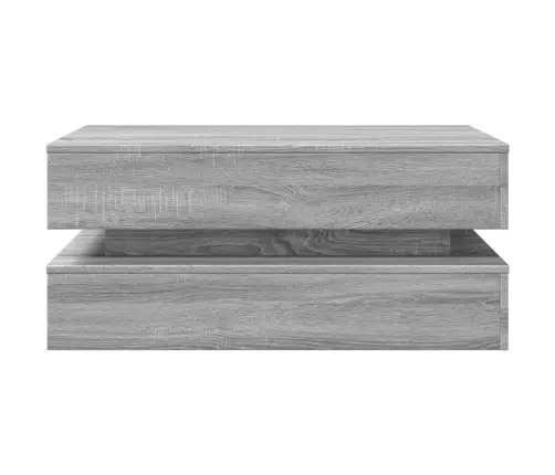 Kafijas Galdiņš Ar Led, Pelēka Koka, 90X50X40 Cm Vidaxl