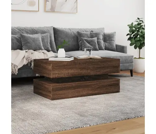Kafijas Galdiņš Ar Led, Brūna Koka, 90X50X40 Cm Vidaxl