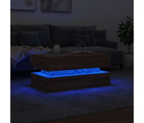 Kafijas Galdiņš Ar Led, Brūna Koka, 90X50X40 Cm Vidaxl