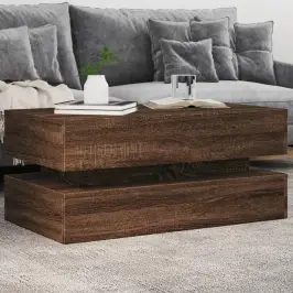 Kafijas Galdiņš Ar Led, Brūna Koka, 90X50X40 Cm Vidaxl