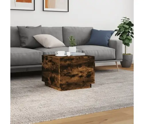 Kohvilaud Led-Tuledega, Suitsutatud Tamm, 50X50X40 Cm